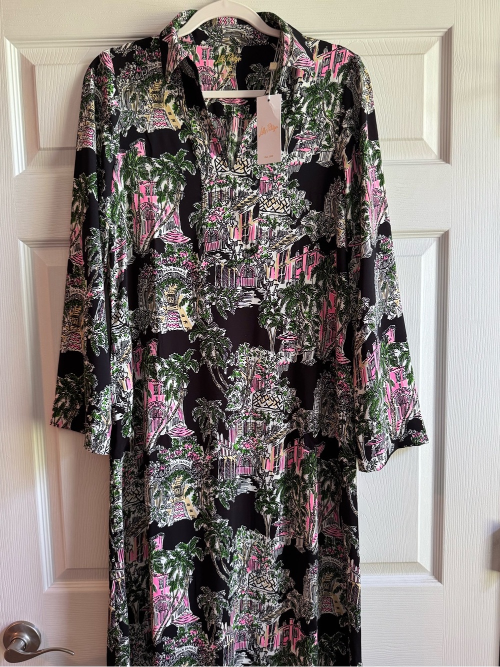 Lilly Pulitzer Black Long-Sleeve Anniversary Toile Print maxi dress